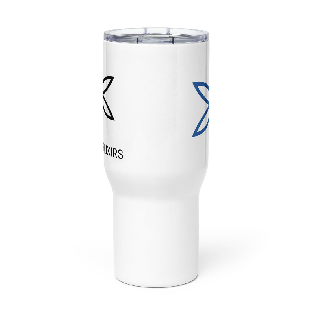 Travel mug with handle - Blue Logo Carnal Elixirs