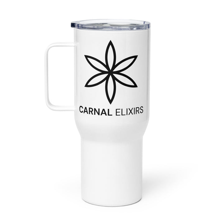 Travel mug with handle - Blue Logo Carnal Elixirs