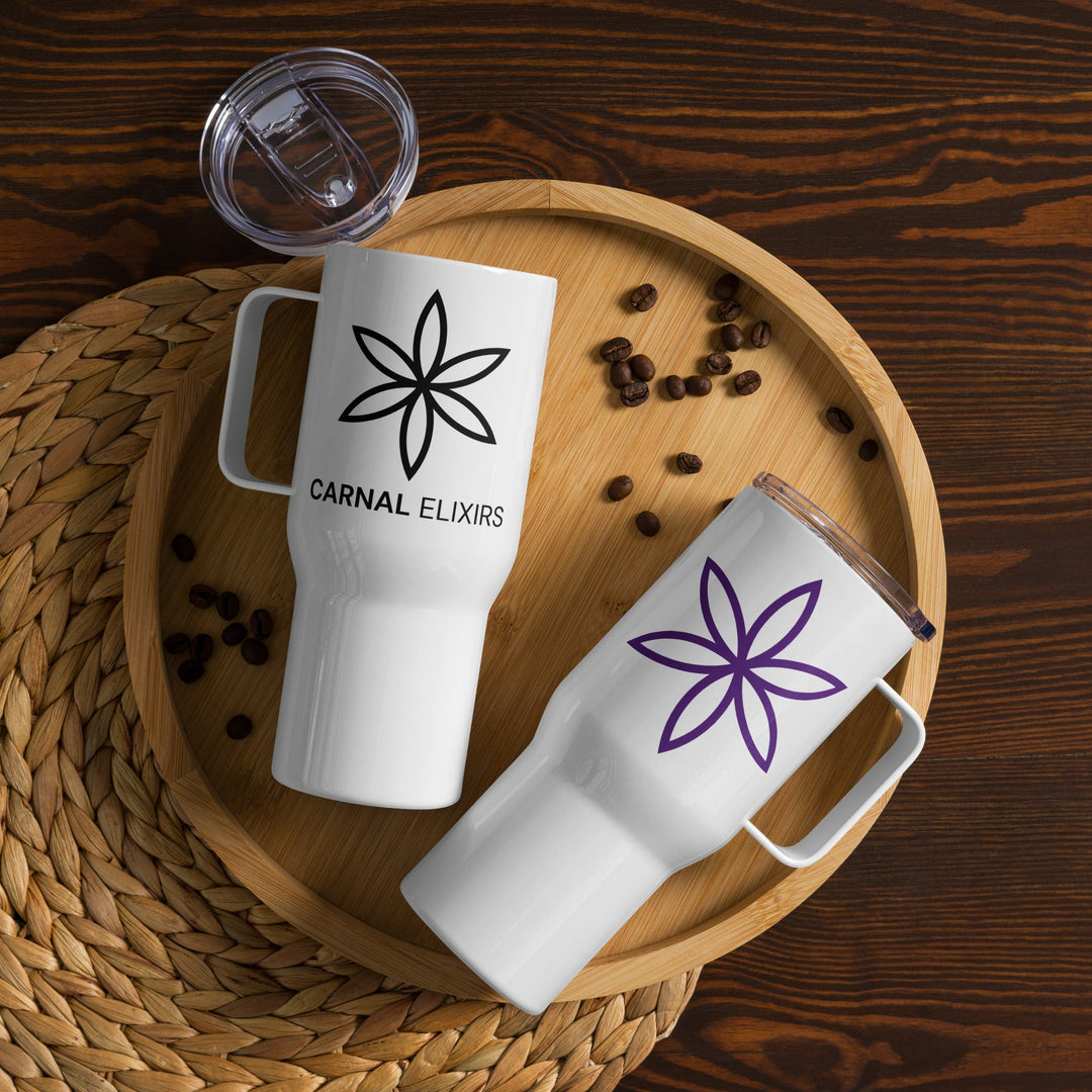 Travel mug with handle - Purple Logo Carnal Elixirs